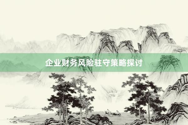 企业财务风险驻守策略探讨
